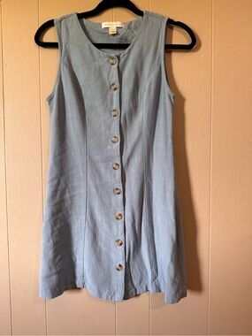 Monteau Light Blue Button-Front Mini Dress